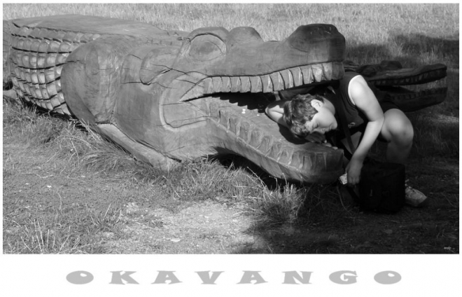 A tady je Luky v deltě řeky Okavango. To bude zase řečí...