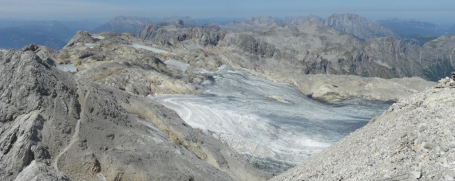 Vrcholová planina a asi půlka zbytku ledovce