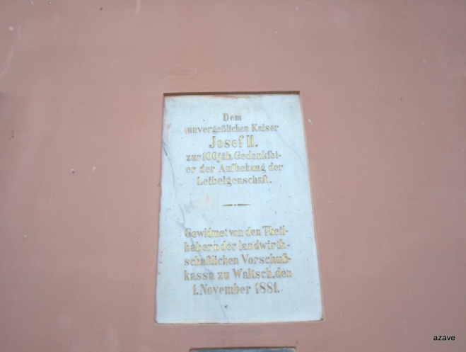 pamětní deska na počest zrušení nevolnictví Josefem II. 