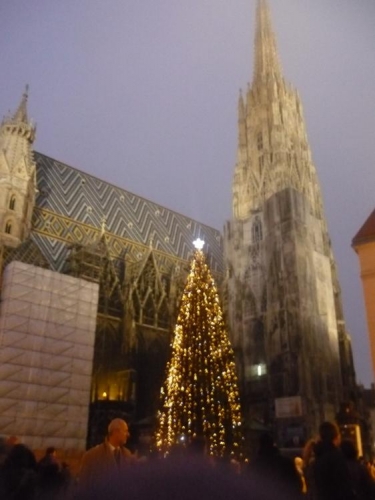 Stephansdom s vánočním stromem