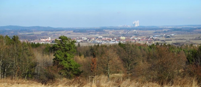 Vodňany z vyhlídky nad Vodňanskými Svobodnými Horami.