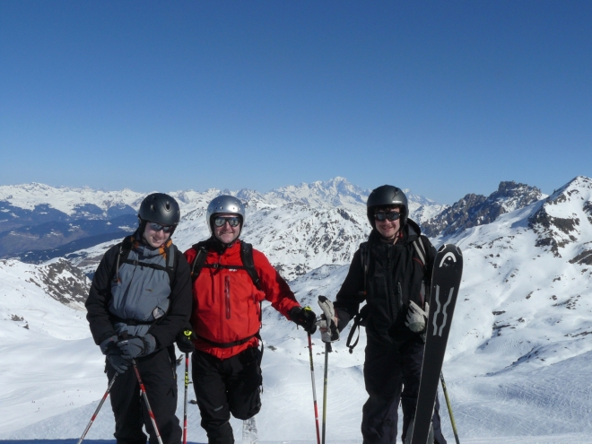Naše parta, v pozadí opět Mont Blanc