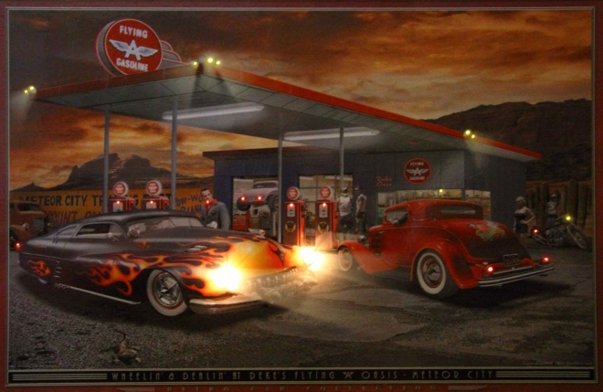 Arizona, US Route 66 - stará pumpa v Hackberry, nostalgie