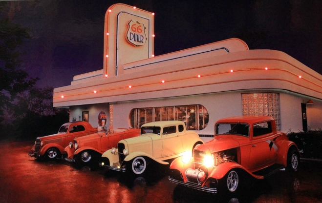Arizona, US Route 66 - stará pumpa v Hackberry, nostalgie