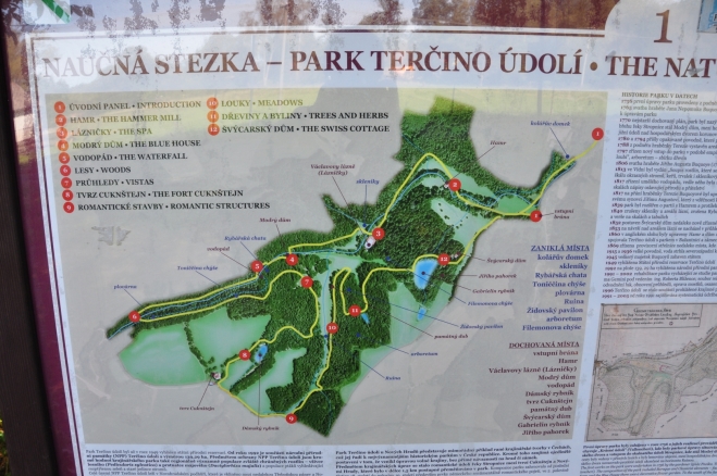 Z náhledu fotky vypadá mapka Terčina údolí jako čarodějnice na koštěti. Pravdou je, že jsme po cestě zažili leccos...