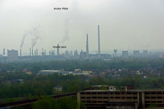 výhled z vrcholu VP1 na ArcelorMittal