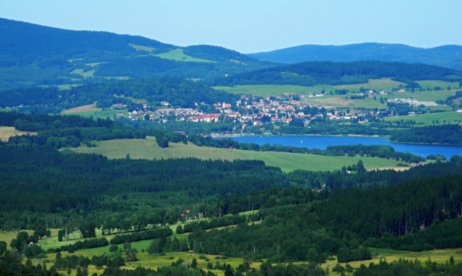 Horní Planá z rozhledny.