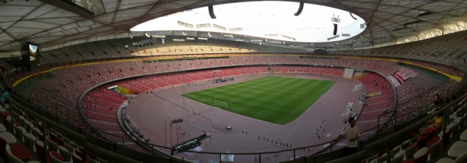 Panorama olympijského stadionu Bird's nest