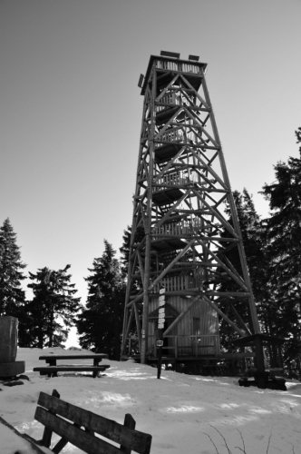 V současnosti se na vrcholové plošině Boubína v nadmořské výšce 1360 m nachází dřevěná rozhledna postavená v letech 2004 − 2005. V 19. a 20. století jí předcházelo několik dřevěných věží různého účelu. Stavbu rozhledny v roce 2004 provázely námitky a protesty ekologických organizací. Po jejím dokončení se stala nejvýše položenou dřevěnou rozhlednou v Česku. V roce 2011 obsadila 2. místo v anketě iDNES.cz o nejhezčí rozhlednu Jihočeského kraje. Boubínská rozhledna patří k šumavským místům, z nichž jsou viditelné téměř 200 km vzdálené Alpy. (www.wikipedia.org)