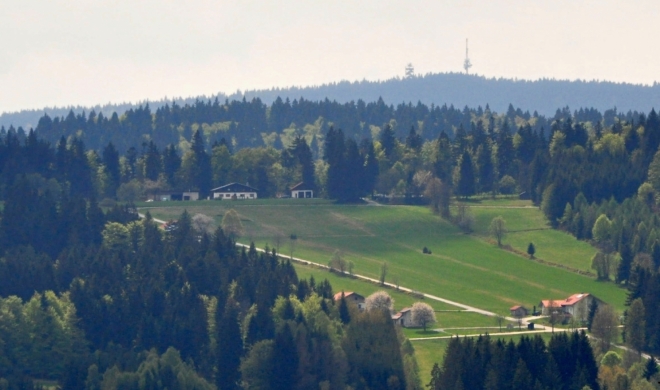 Pohled za hranice k Bishofsreutu a k rozhledně Haidel (1 167 m n. m.).