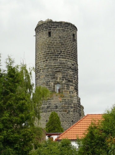 Věž zříceniny Jenštejn ze stejnojmenné vesnice