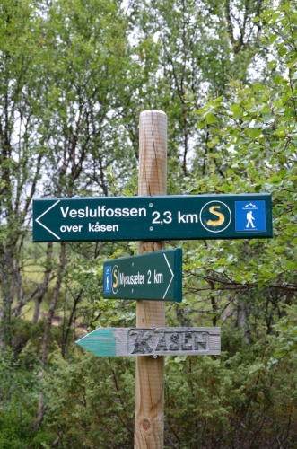 Rozcestník tvrdí, že na vodopád musíme jít doleva, což zásadně ovlivní běh událostí v následující hodině. O tom, co je to kåsen, nemáme momentálně ani ponětí (jak však brzy zjistíme, s kasou ani sýrem to nemá nic společného).