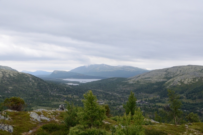 Výhled přes Mysusæter na jihovýchod, v pozadí jezero Furusjøen