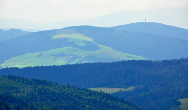 Oravská Magura a louka nad Tvrdošínem. Skutečně tvrdý dopolední výstup ve vedru jsme tudy kdysi dávno absolvovali. To byl přechod celého hřebene Roháčů, Oravské Magury a Malé Fatry za 8 dnů. Natěžko. To už bych nedal...