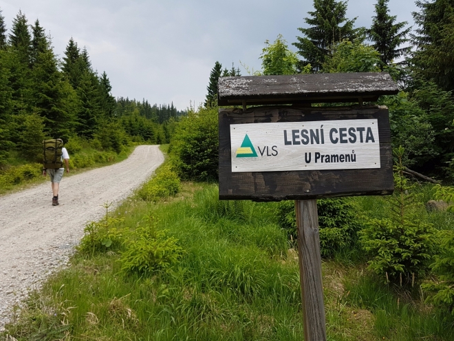 Cesta u Pramenů míří ke Knížecímu stolci, my si však vybereme zkratku na Lysou, která se ukáže jako velmi náročná a vysilující.