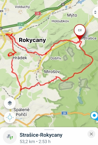mapa trasy Rokycany