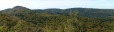 Panorama Špičáku a okolí. Nevypadá moc špičatě, ale je dost skalnatý a cesta na něj je už trochu strmá.