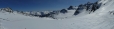 Panorama ledovce pod horou Pointe du Bouchet