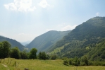 Výhled do údolí Tolminky od kostela Javorca, Triglavský národní park