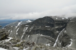 Výhled z vrcholu Vinjeronden, národní park Rondane, Norsko