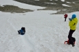 Sestup z vrcholu Vinjeronden, národní park Rondane, Norsko