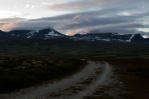 Západ slunce na jihozápadě národního parku Rondane, Norsko