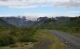 Pohled z údolí na Mýrdalsjökull
