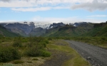 Pohled z údolí na Mýrdalsjökull