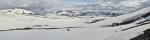 Pohled zpět ze sedla nad chatou. Poslední výhledy na Mýrdalsjökull v dáli.