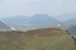 Výhled z vrcholu Aždahak (3597 m) v pohoří Geghamy, Arménie