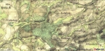 Stará mapa vykazuje německé názvy zaniklých obcí.
