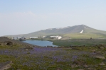 U jezera Kari pod vrcholem Aragats, Arménie