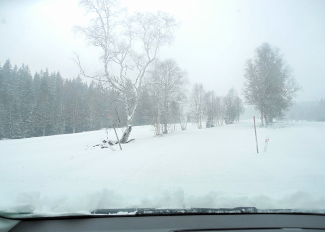 Krajinářská fotka chvilku před uvíznutím. Za jízdy je focení jistě zakázáno! 