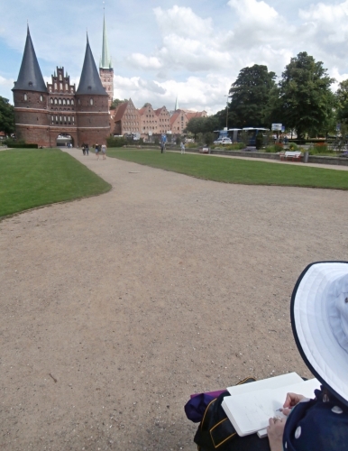 Malířka a její malba Holstentor