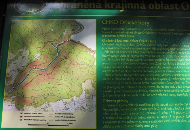 Mapka kaňonu Divoké Orlice pod Zemskou bránou. 