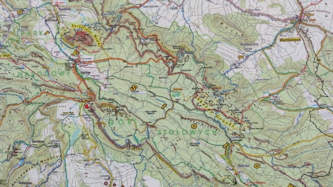 Mapa Stolových hor. 