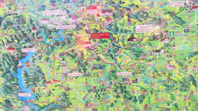 Mapa Krásná Hora o okolí. 