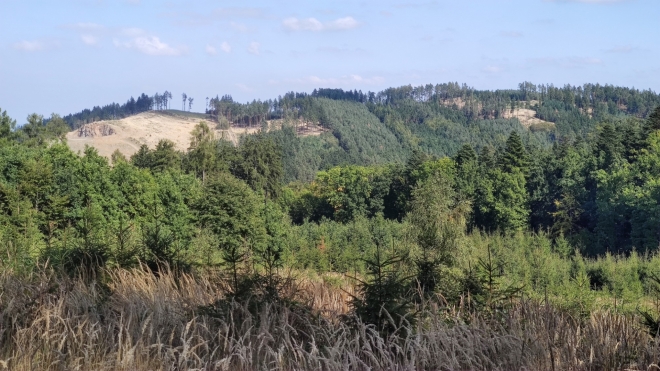 Vrchol Pikřice s lomem. 