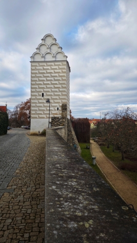 Budova staré vodárny byla vybudována na počátku 16. století a následně po velkém požáru obnovena v roce 1559. Jedná se o renesanční stavbu zdobenou obloučkovými štíty. Její výstavba souvisela s vybudováním přehradní nádrže Jordán. Jejím úkolem bylo schraňovat vodu, která byla unikátním čerpacím zařízením vytlačována z Jordánu a následně ji dřevěnými potrubími rozvádět do městských kašen. Dnes se v několika patrech vodárenské věže nachází galerie. (Mapy.cz)